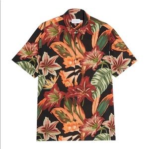 Topman Lily Slim Fit Floral Short Sleeve Button-up Shirt Sz. XL